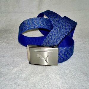 Puma Golf Reversible Web Belt Blue Grey Adjustable Buckle Bottle Opener One Size